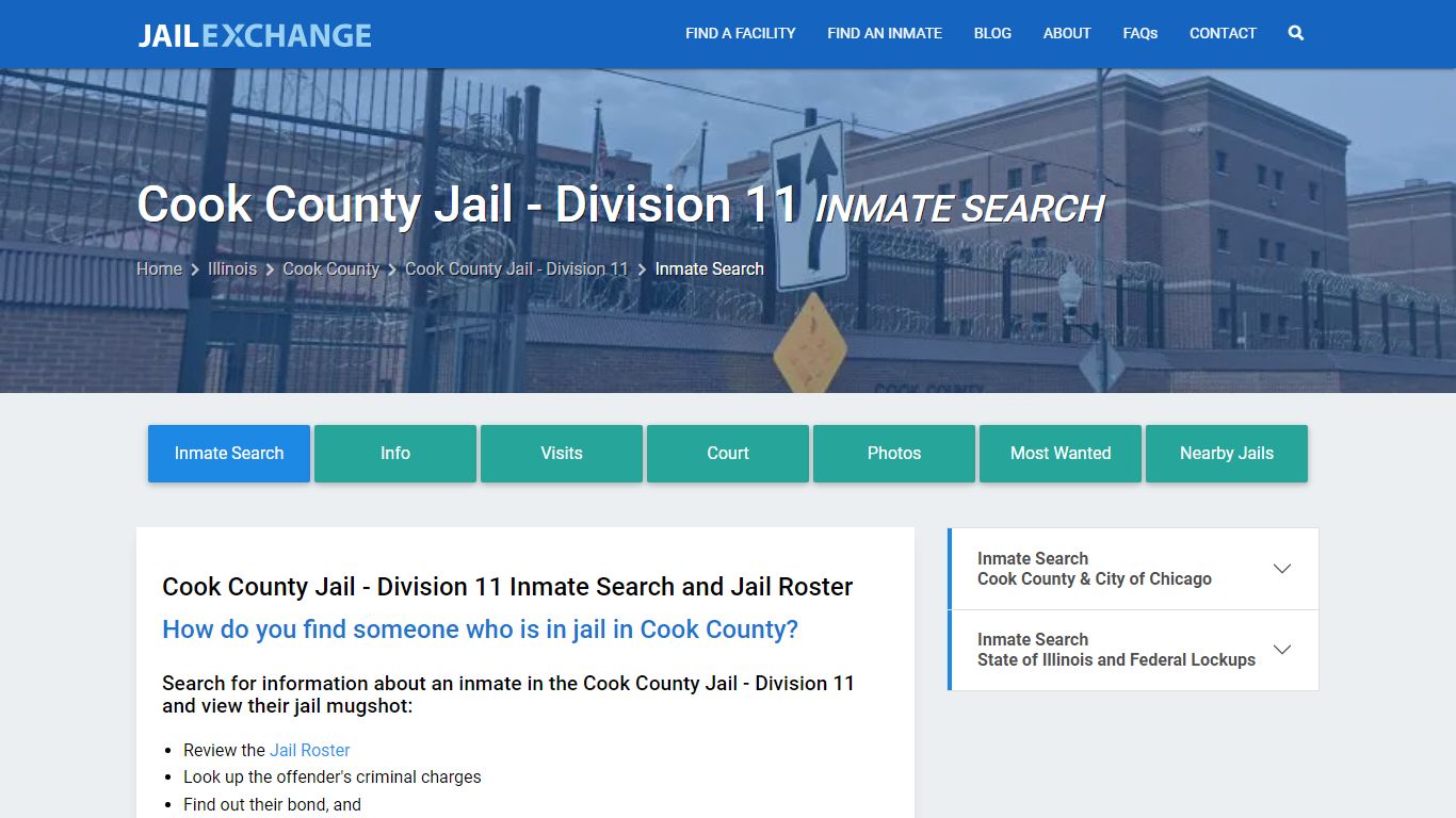 Inmate Search: Roster & Mugshots - Cook County Jail - Division 11, IL